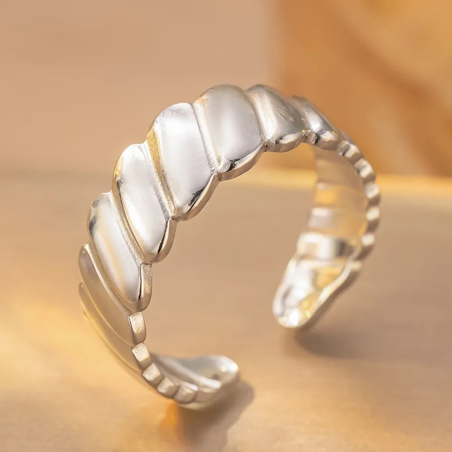 Geometric Titanium Steel Star Ring for Women K156 Steel Color Ring Open