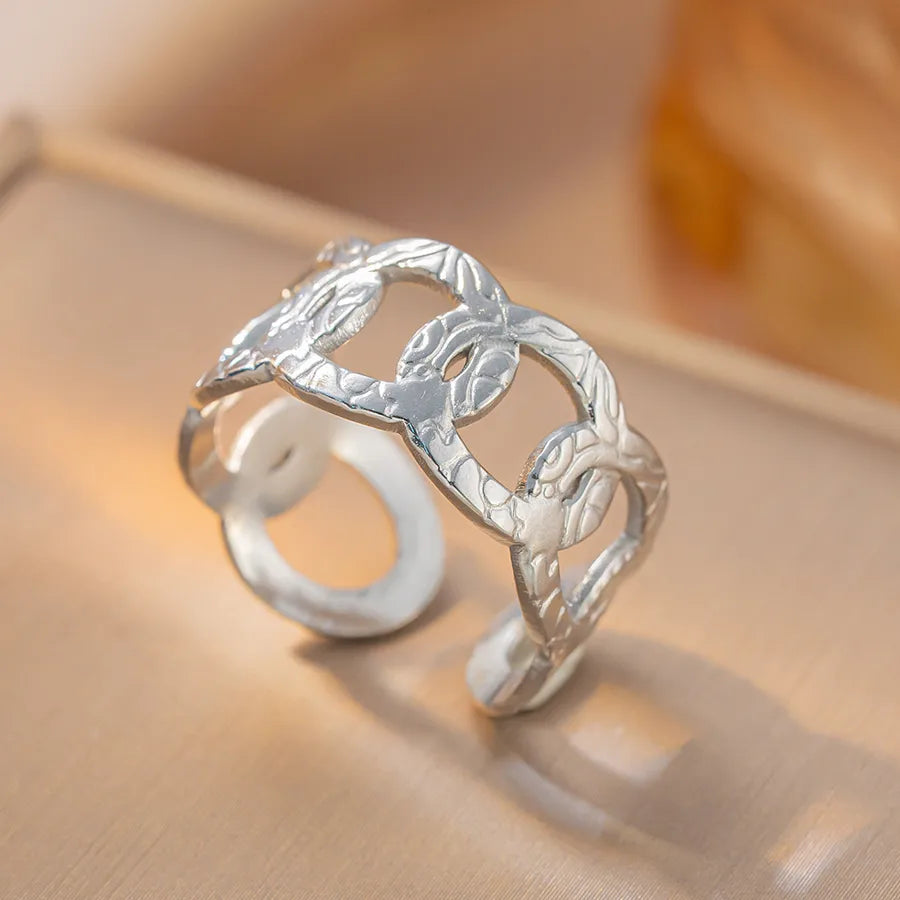 Geometric Titanium Steel Open Ring K52 Steel Color Ring Open