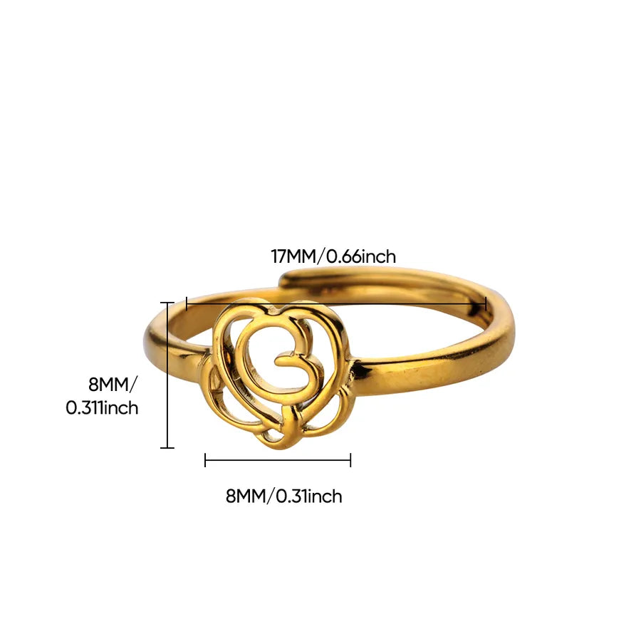 18K Gold Leaf & Flower Open Ring 6
