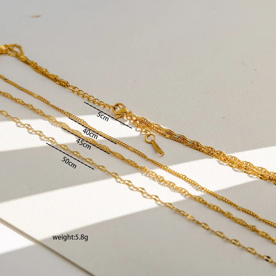 18K Gold Triple Layer Stainless Steel Necklace