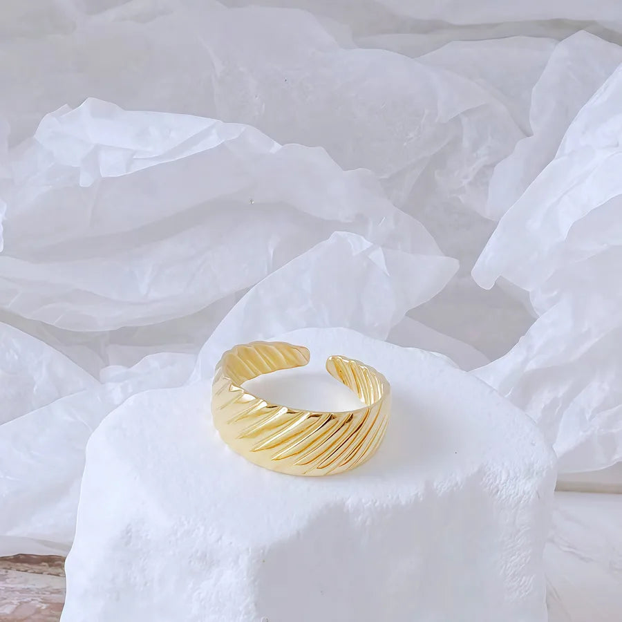 Gold Bamboo Titanium Steel Open Ring Adjustable Opening Golden Hydraulic J40