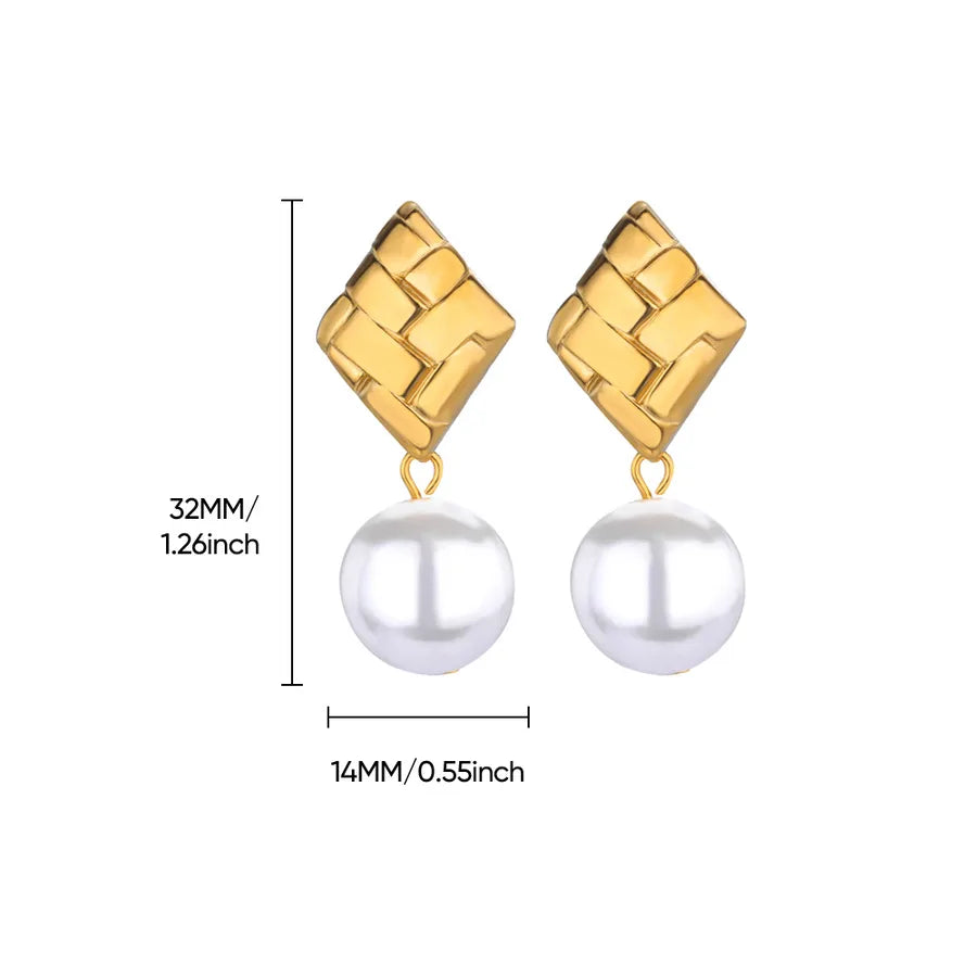 18K Gold Plated Pearl Geometric Hoop Earrings 10