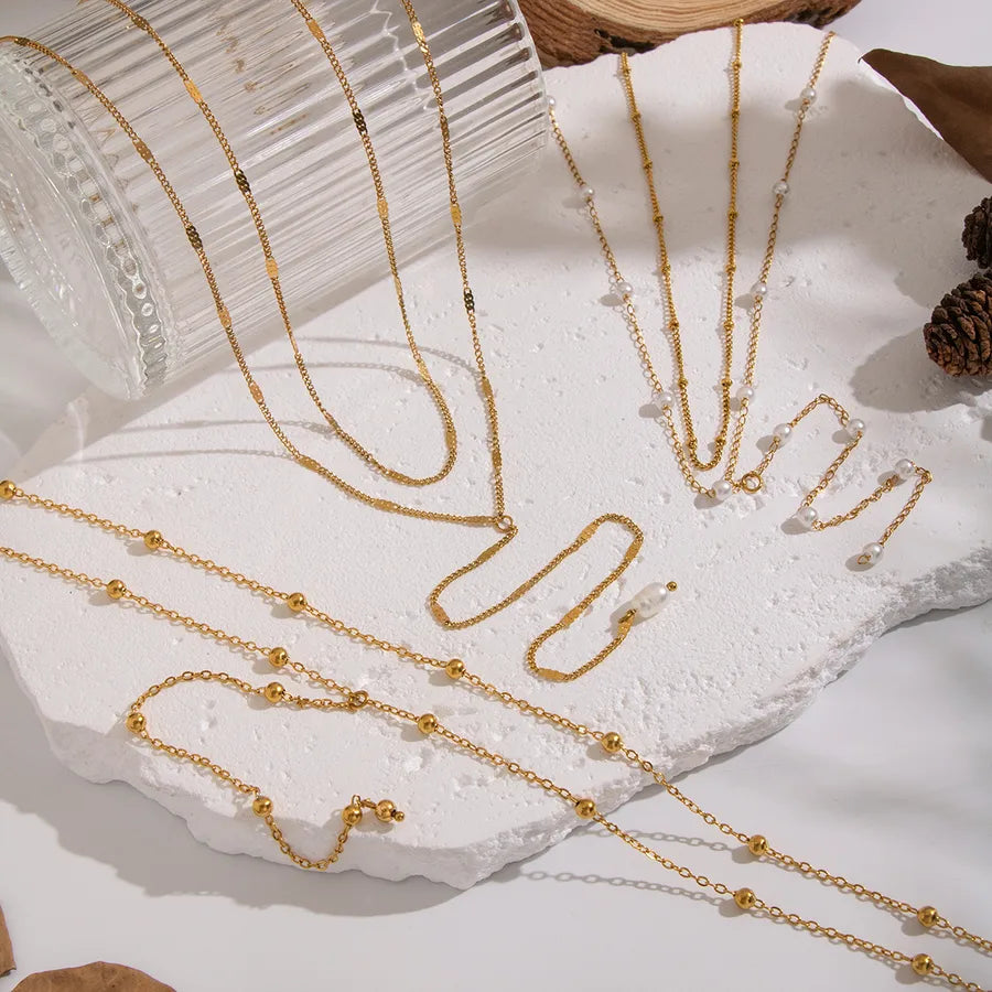 Double Layer Gold Y Necklace – Waterproof & Elegant