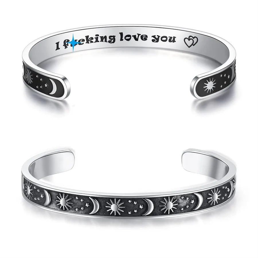 Retro Heart Stainless Steel Bangle 33-Girlfriend Wife Gifts - Sun & Moo