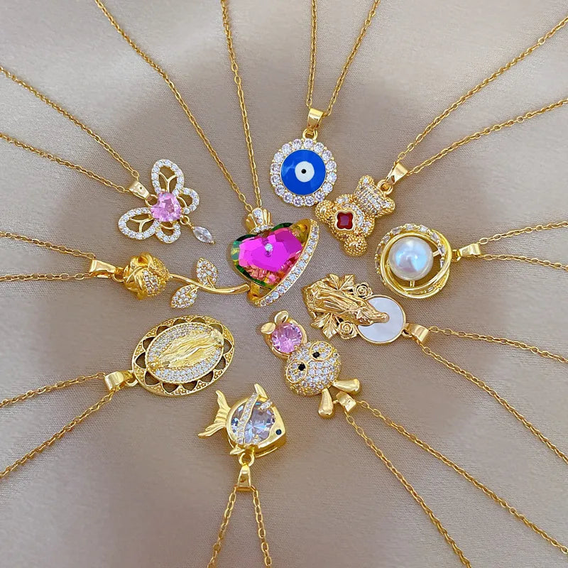 Gold Butterfly & Fish Choker Necklace