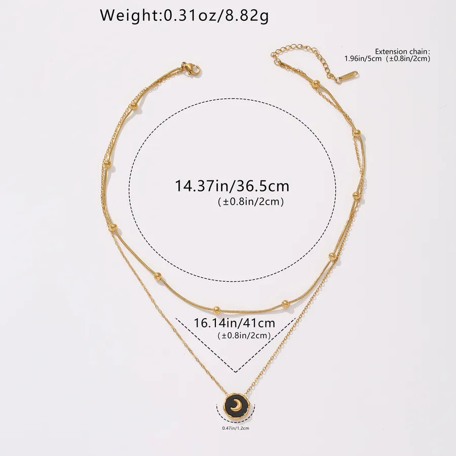 18K Gold Moon Pendant Necklace - Stainless Steel