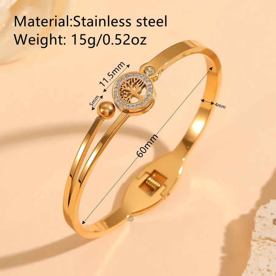 18K Gold Tree of Life Stainless Steel Bracelet