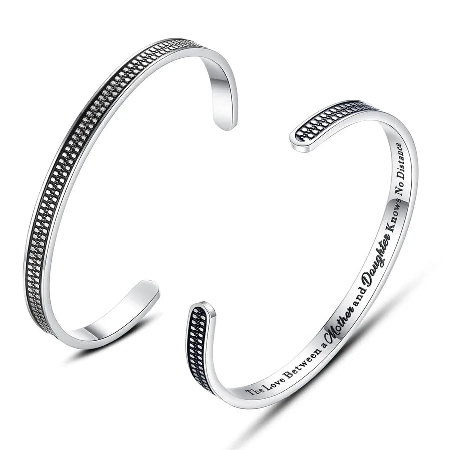 Retro Heart Stainless Steel Bangle 54-Mother Daughter Gifts - the Love
