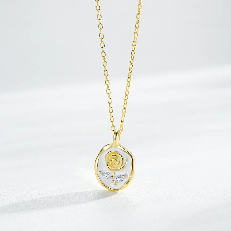 Vintage Rose Flower Sterling Silver Choker Necklace