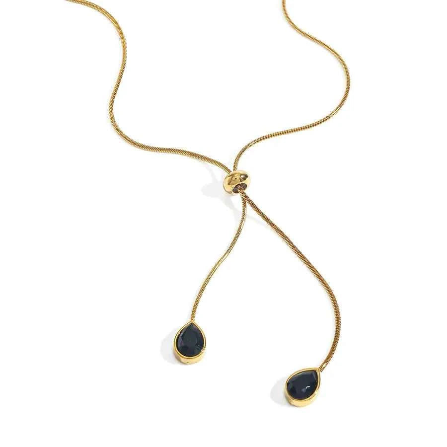 18K Gold Plated Teardrop Stainless Steel Necklace