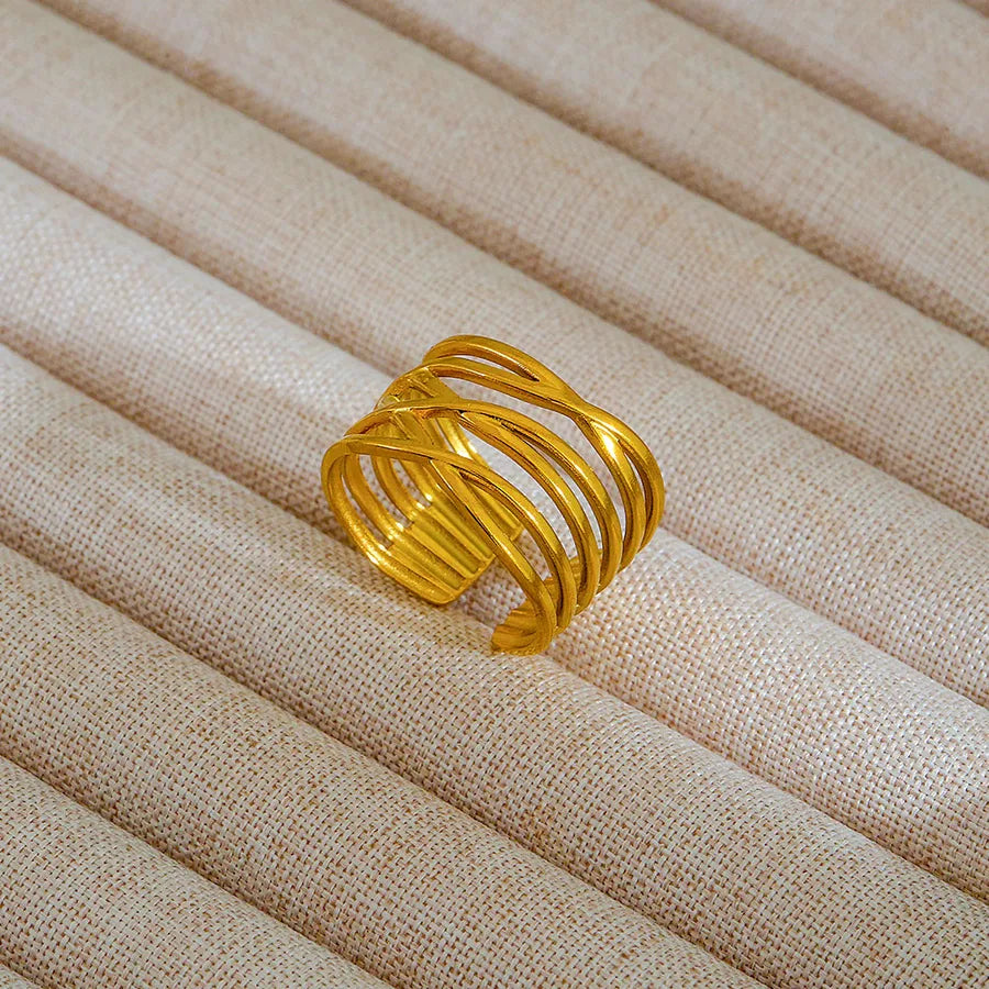 Adjustable 18K Gold Stainless Steel Ring 344