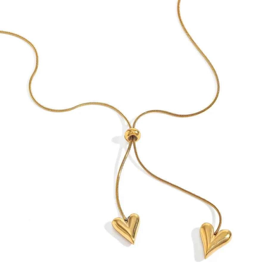 18K Gold Heart & Bow Stainless Steel Necklace