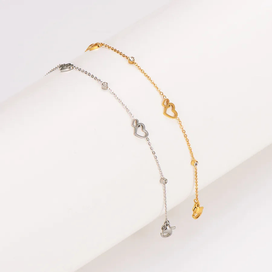 Gold Plated Hollow Heart Anklet for Women