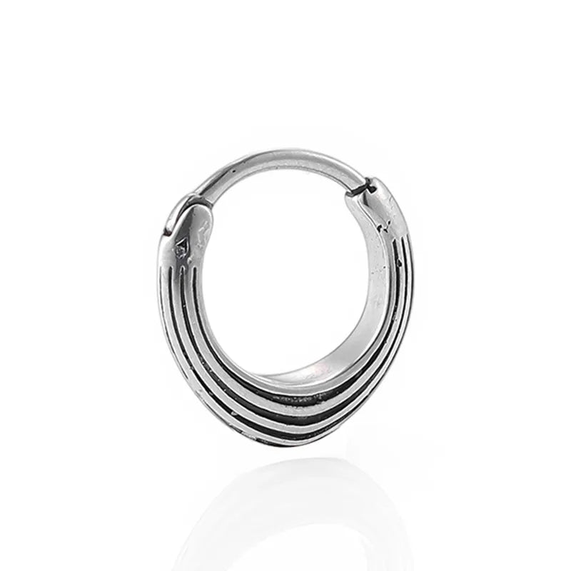 Unisex Silver Stainless Steel Clip-On Hoop Earrings Average Size Silver 7#