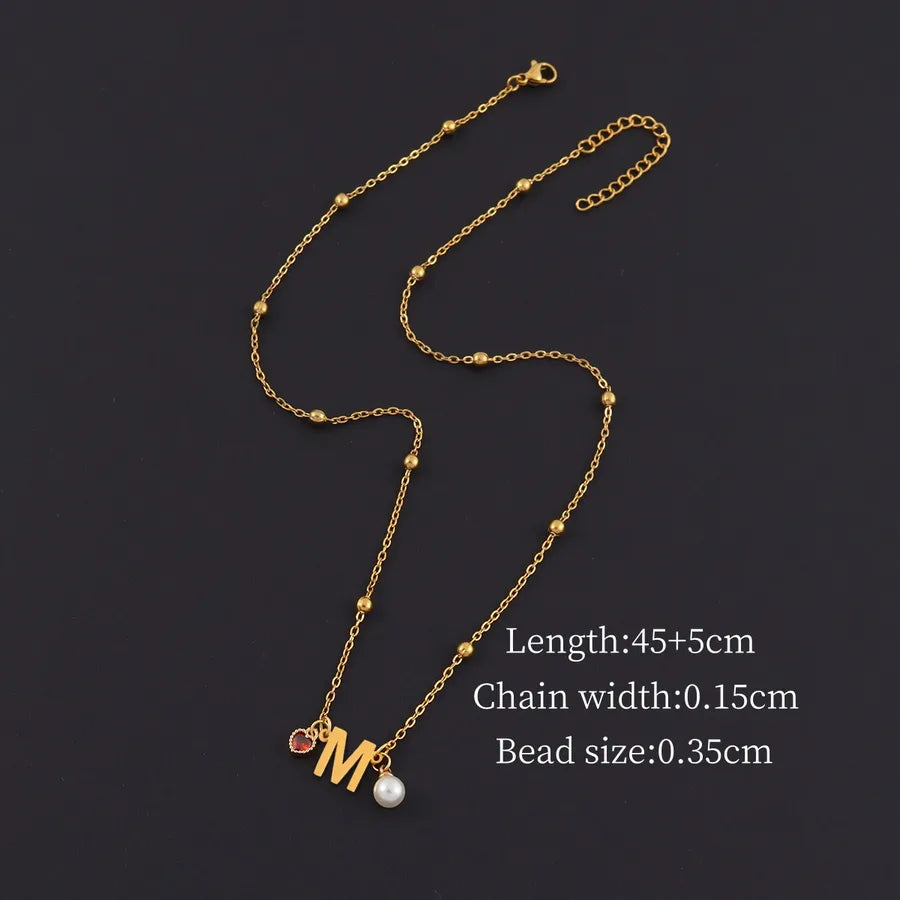 18K Gold Plated Heart & Letter Pendant Necklace Gold m
