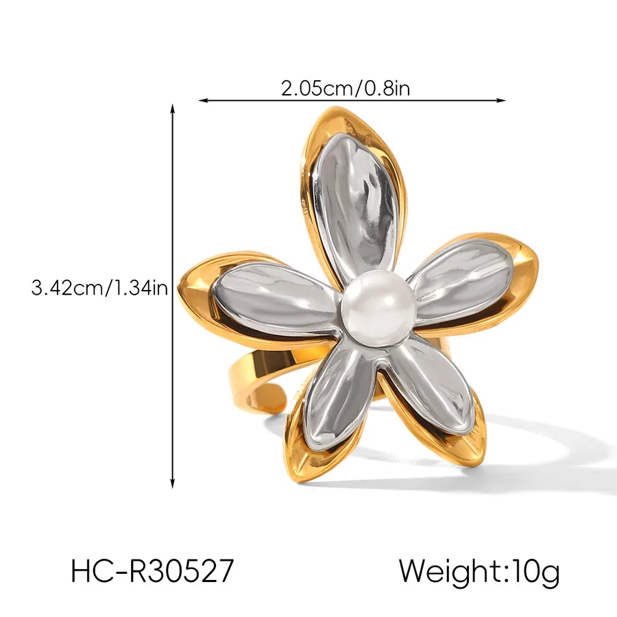 Five-Petal Flower Earrings – Gold & Silver HC-R30527