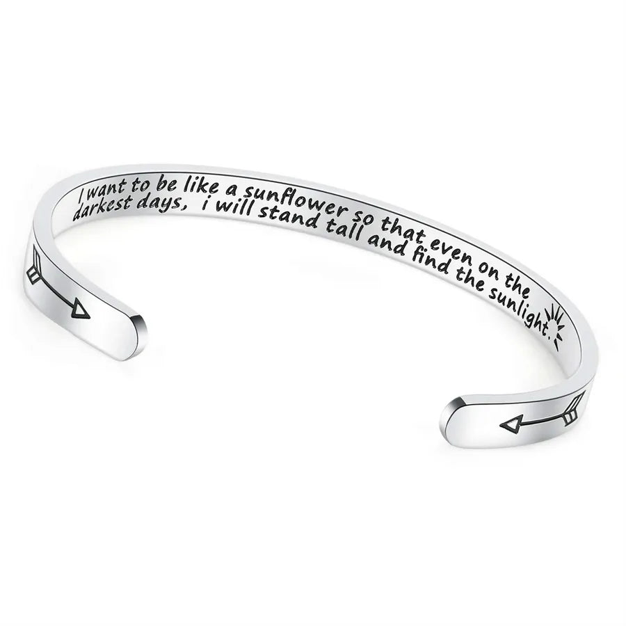 Retro Heart Stainless Steel Bangle 46-I Want to Be Like a Sunflower_yyt