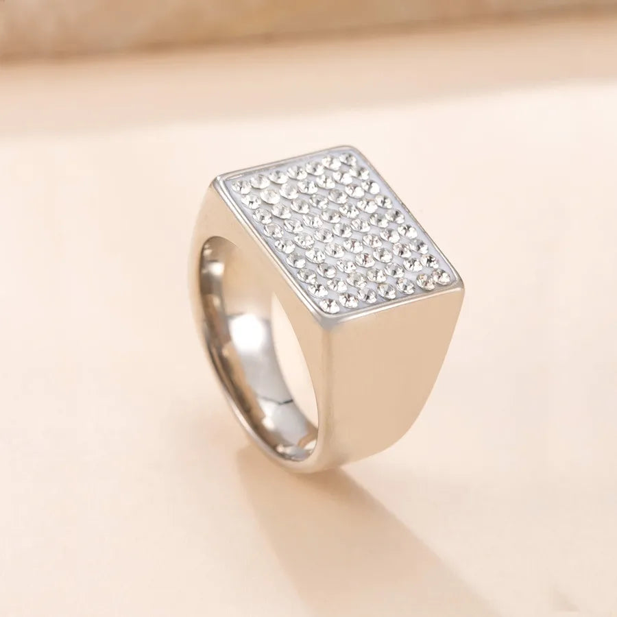 Gold Geometric Titanium Steel Ring