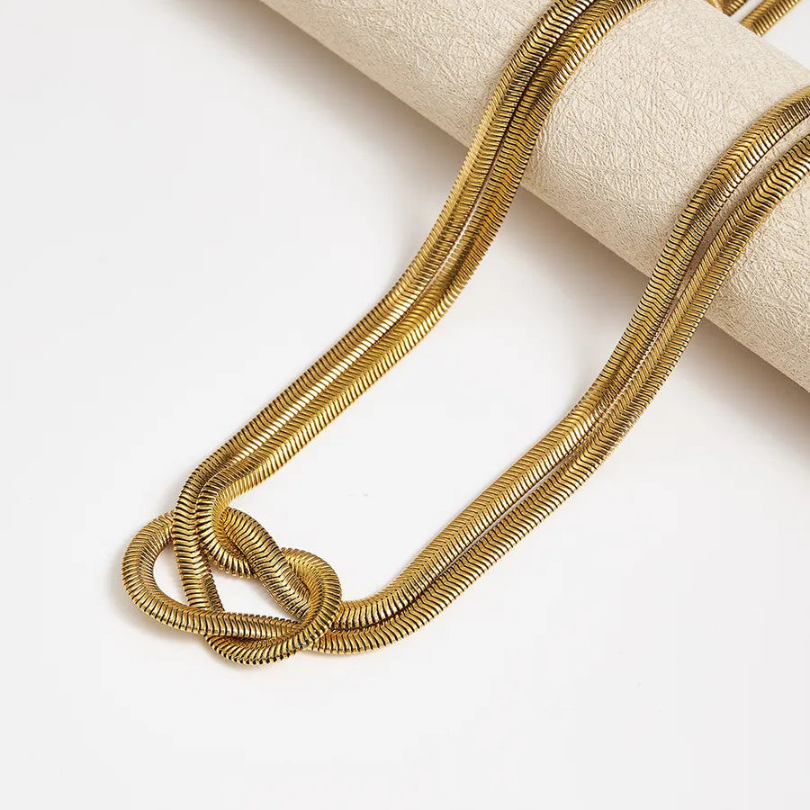 18K Gold Plated Knot Snake Chain Necklace A Gold [Length: 380+50mm] 1 Strand Package
