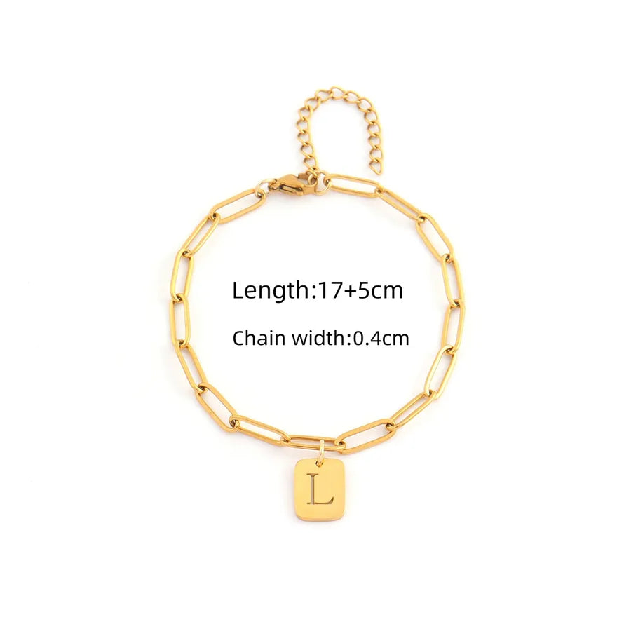 Gold Initial Paperclip Chain Bracelet Gold L