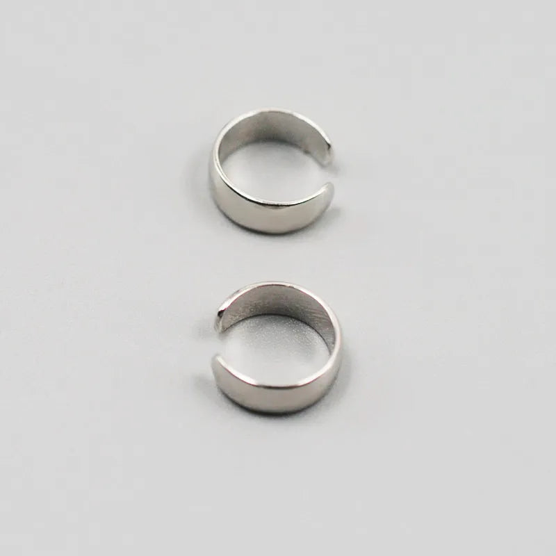 Unisex Titanium Steel Ear Cuffs – Retro U-Shape X381-A (C-shaped Ear Clip) Silver Pair