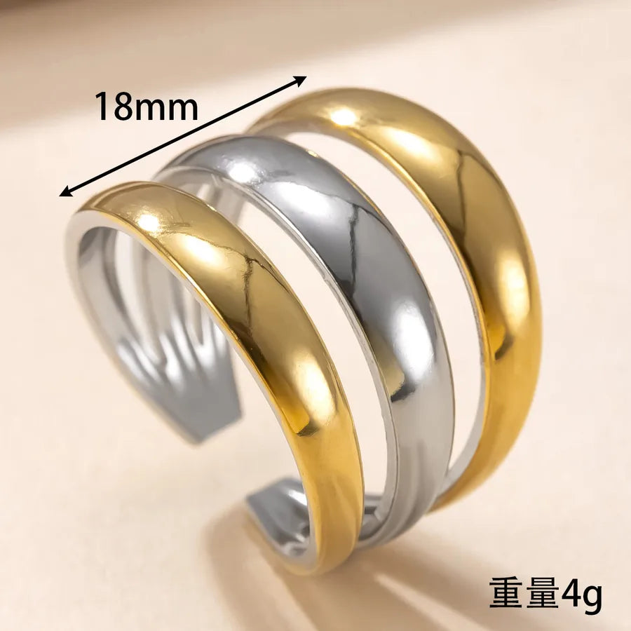 Geometric Gold-Plated Titanium Steel Ring Average Size YYJZ709