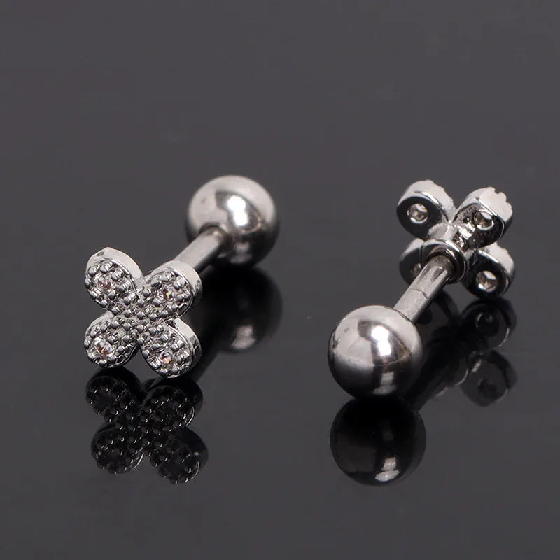 Boho Flower Diamond Stud Earrings for Women