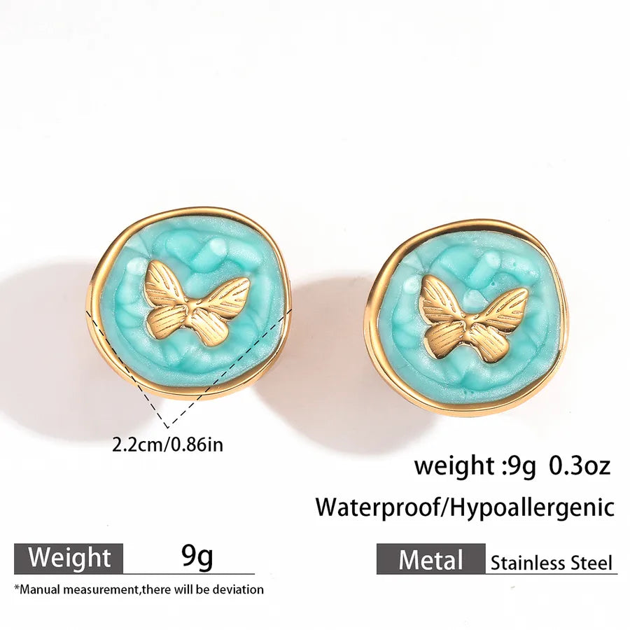 Gold Leaf Drop Earrings – Titanium Steel & Acrylic 6#