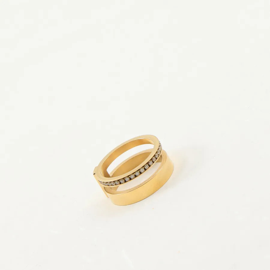 18K Gold Plated Titanium Ring with Zirconia