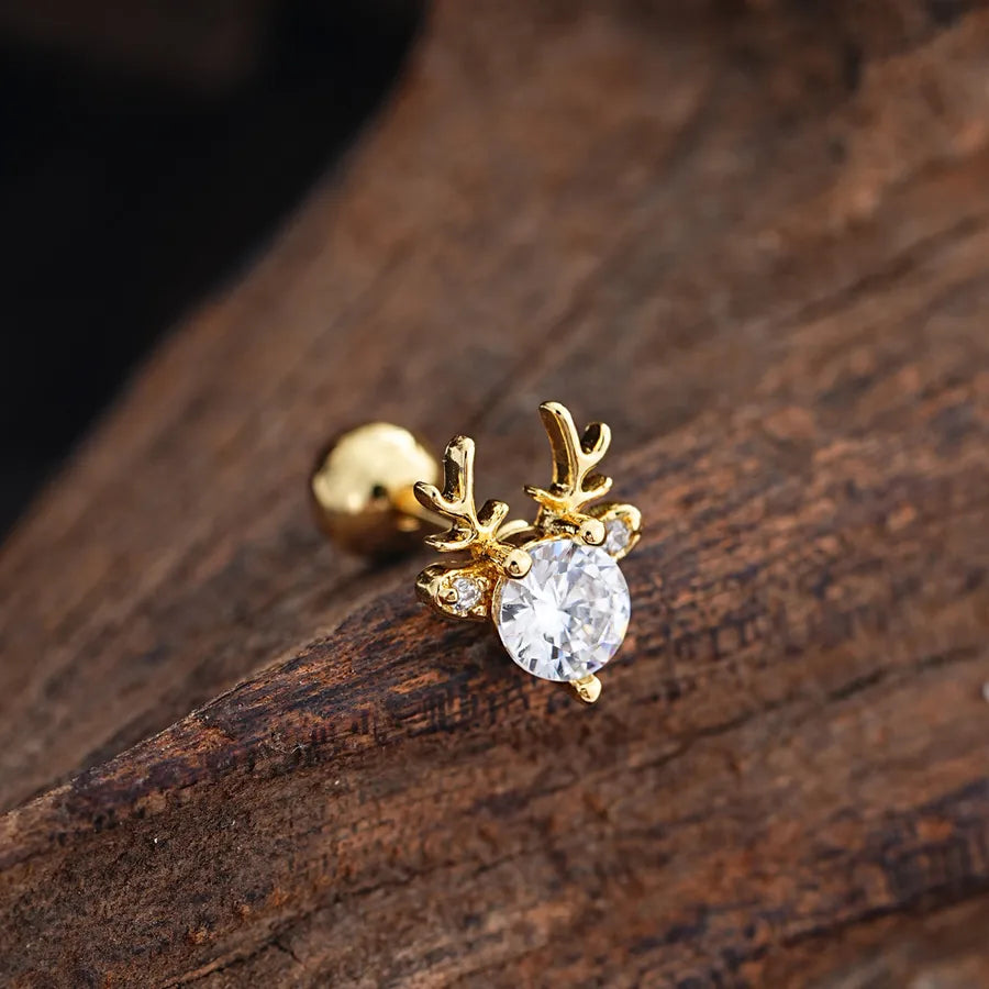 Stainless Steel Zirconia Stud Earrings 3439 Gold Ear Studs