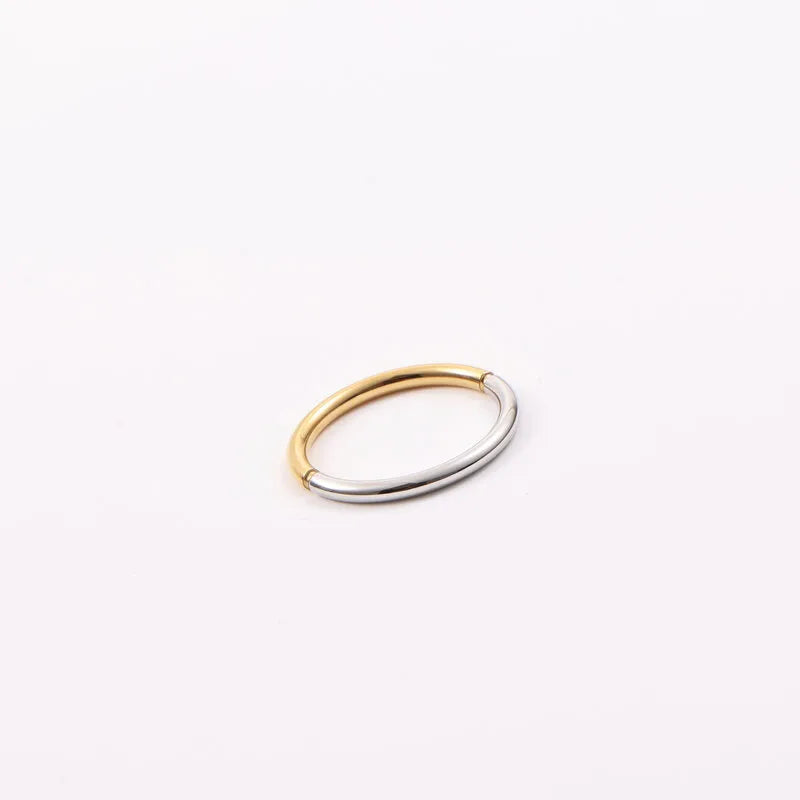 18K Gold Two-Tone Titanium Steel Geometric Ring