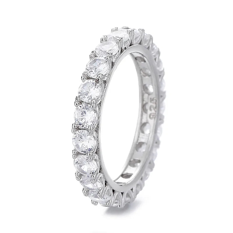 S925 Silver Geometric Zircon Stackable Ring