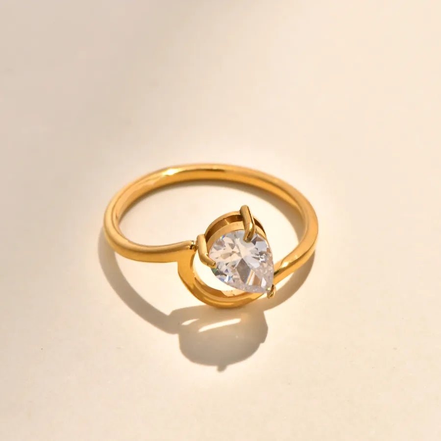 Elegant Gold Plated Zirconia Rotating Ring