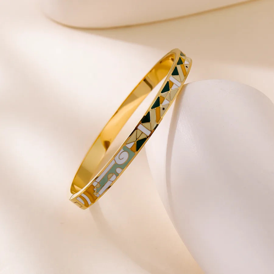 Abstract Geometric 18K Gold Titanium Bracelet