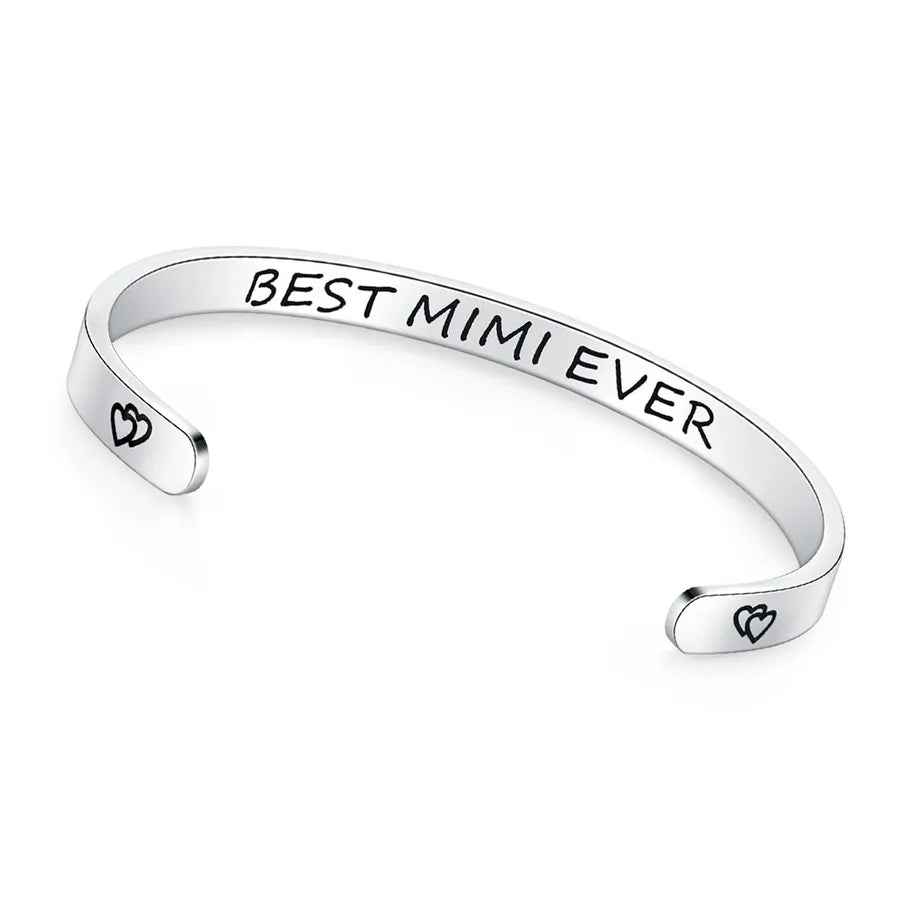 Retro Heart Stainless Steel Bangle 43- Grandma Gifts - Best Mimi Ever