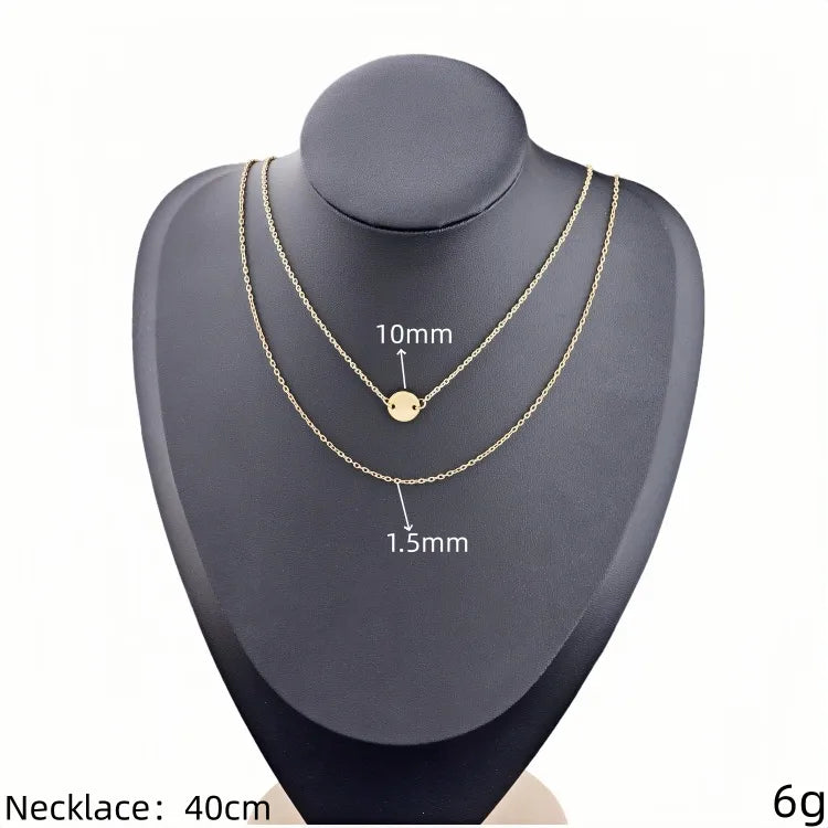 Gold Plated Stainless Steel Layered Pendant Necklace