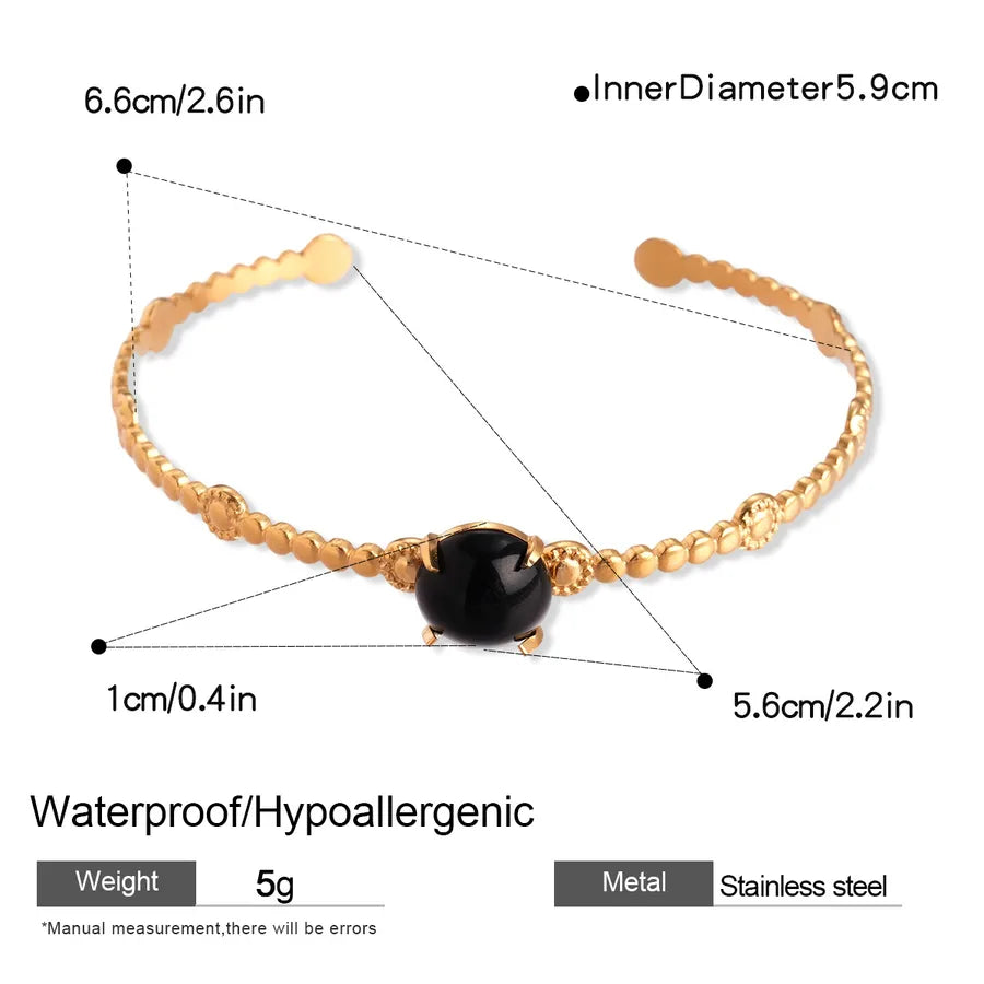 Elegant Geometric Open Bangle Bracelet Bracelet-gold-black