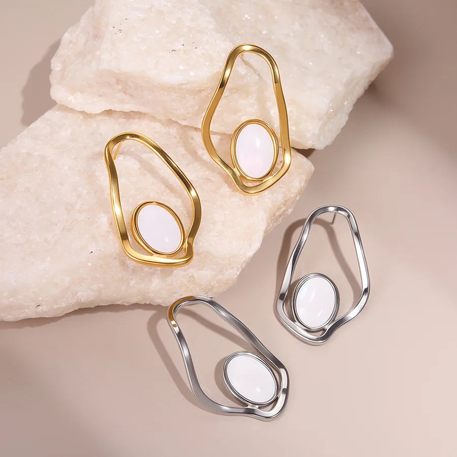 18K Gold Plated Irregular Mother-of-Pearl Earrings