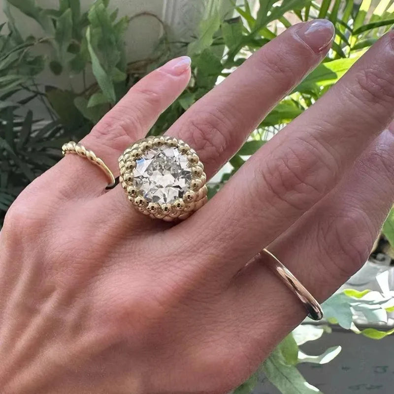 18K Gold Plated Titanium Ring with Zircon Stone