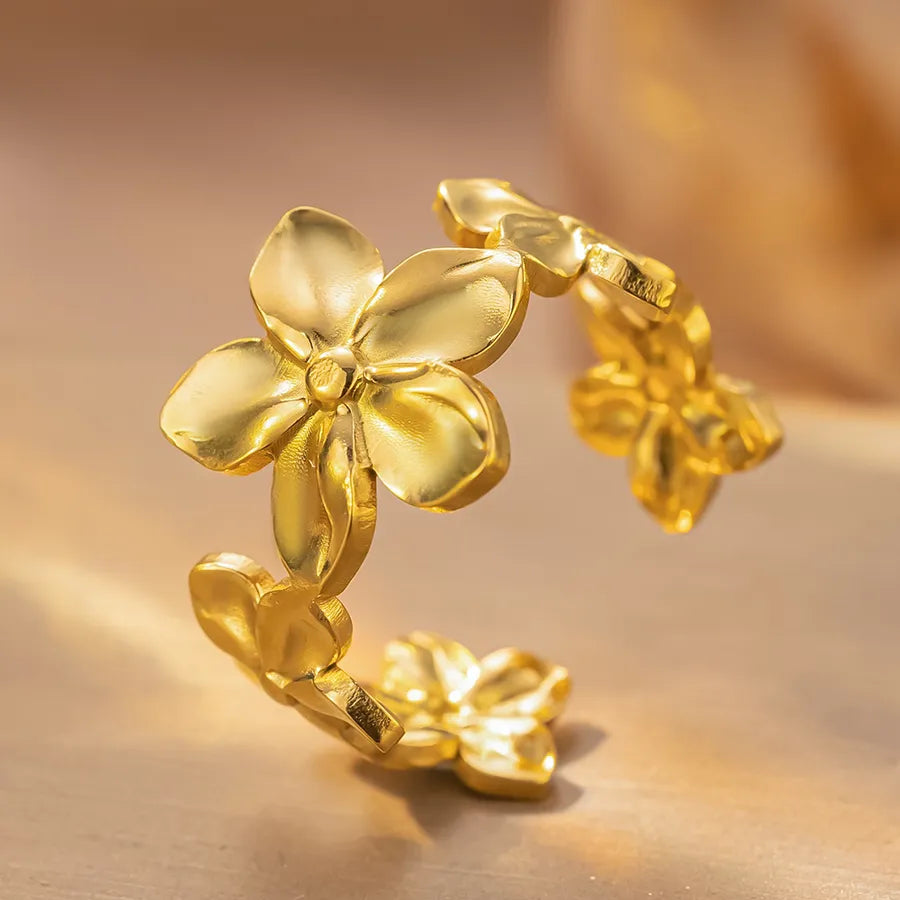 Geometric Titanium Steel Star Ring for Women K161 Gold Ring Adjustable