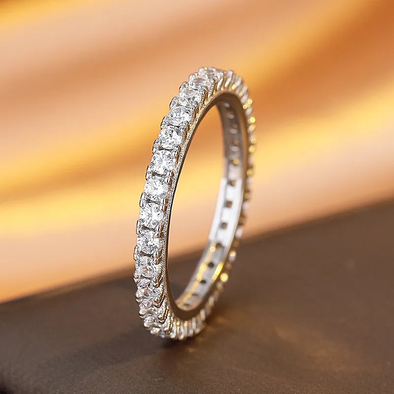 S925 Silver Geometric Zircon Stackable Ring