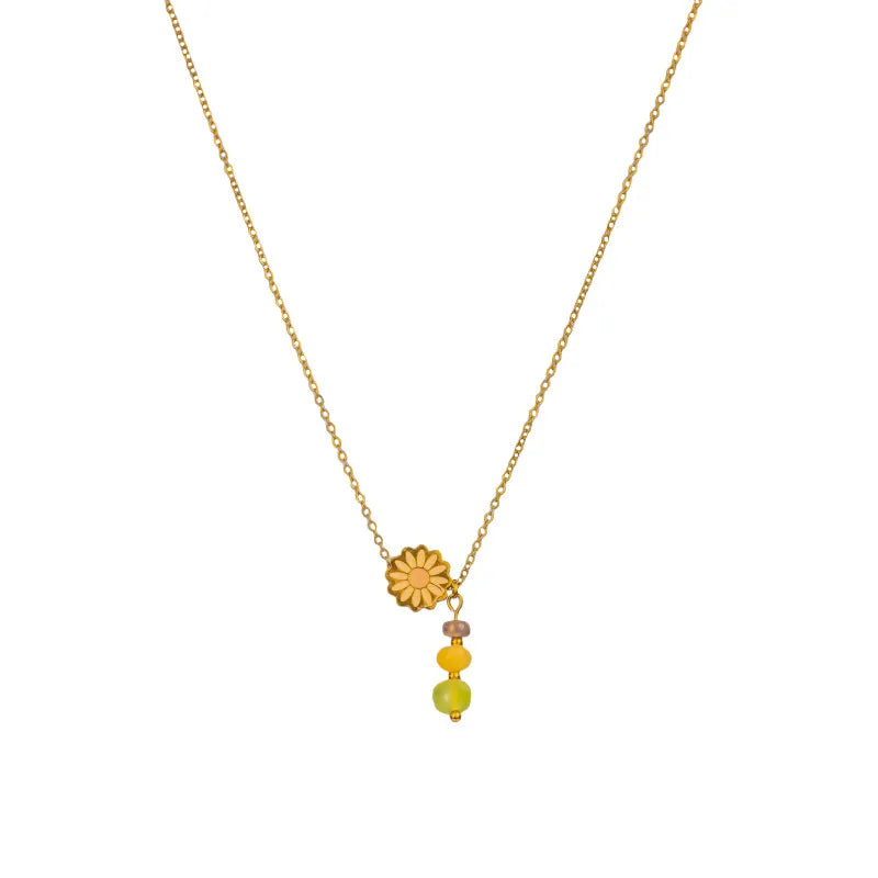 Daisy Pendant Stainless Steel Necklace