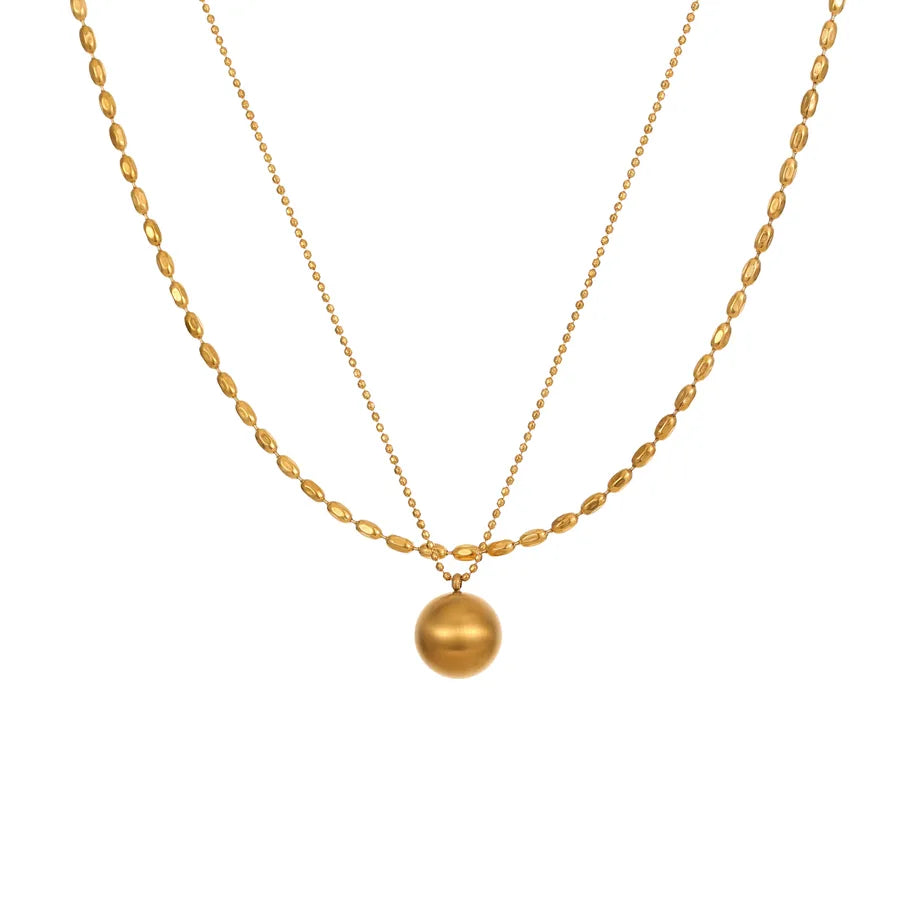 Minimalist Gold Beaded Stainless Steel Necklace