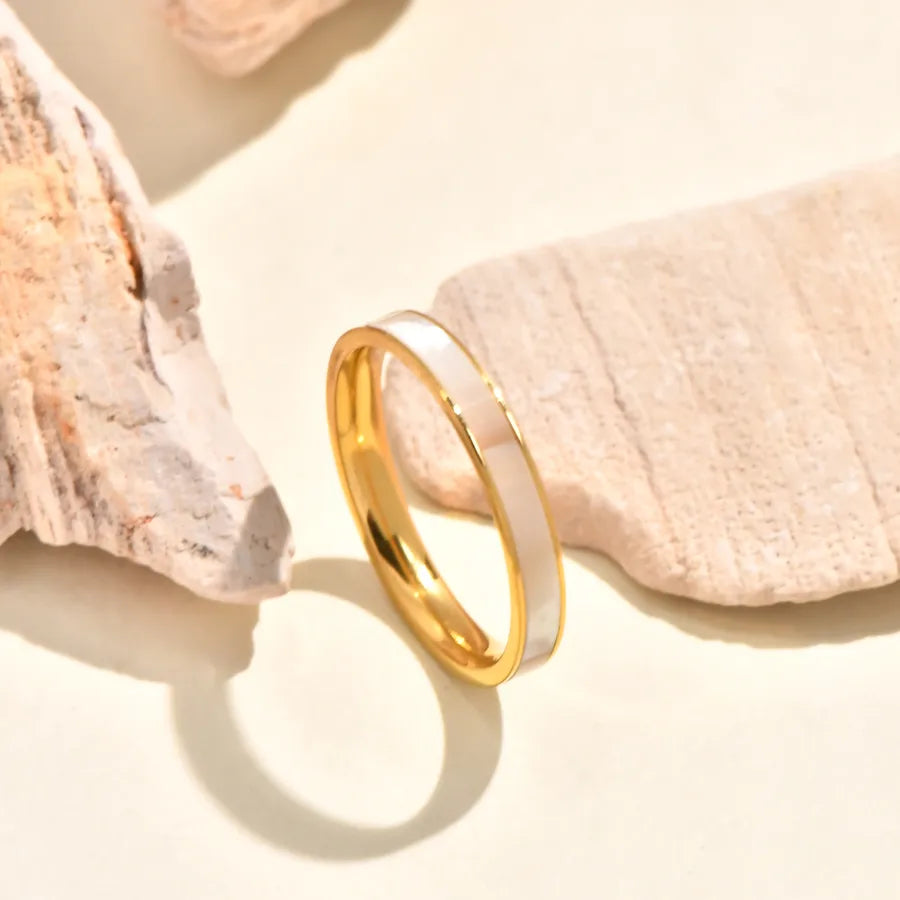 Gold Plated Shell & Zircon Leaf Ring for Women