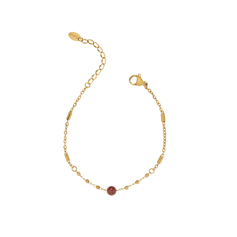 Natural Agate & Gold-Plated Stainless Steel Bracelet