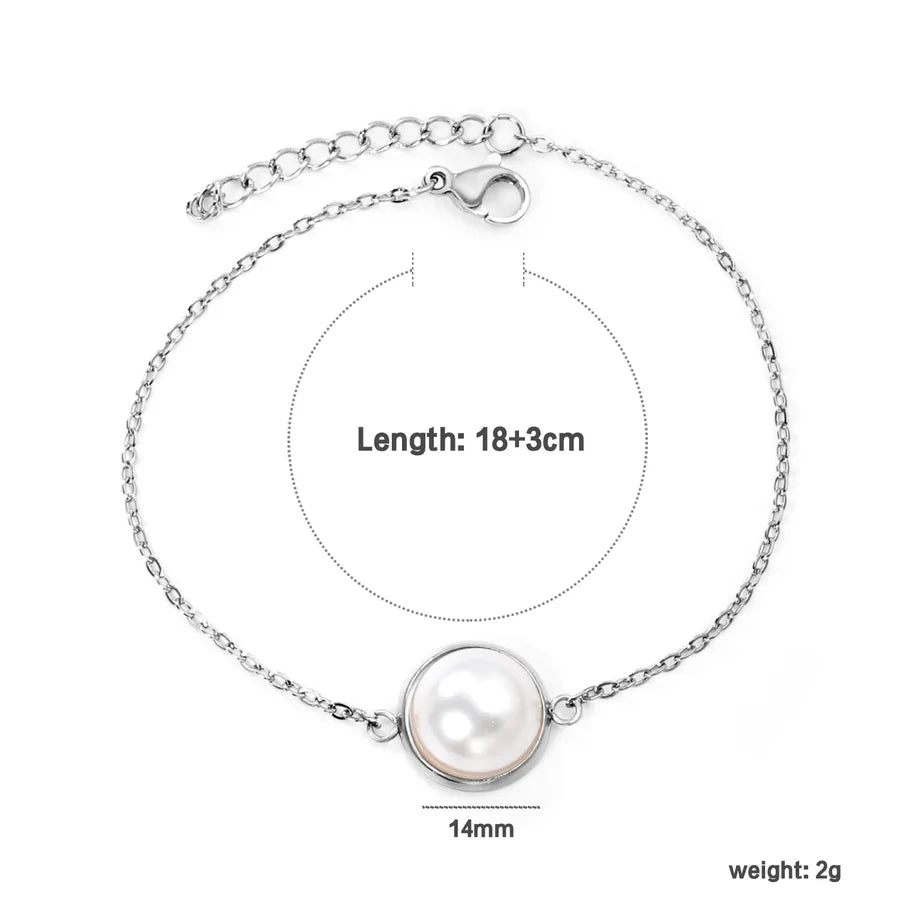 White Pearl Clover Bracelet with Green Zirconia BR226414S
