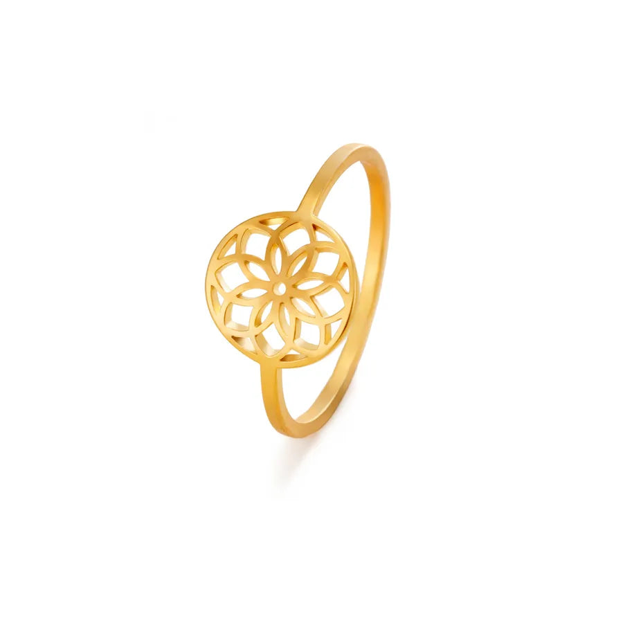 Boho Floral 18K Gold Stainless Steel Ring Style 5-Gold