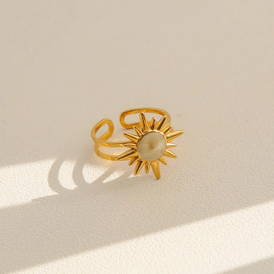 Gold Heart & Flower Titanium Steel Ring Set 255