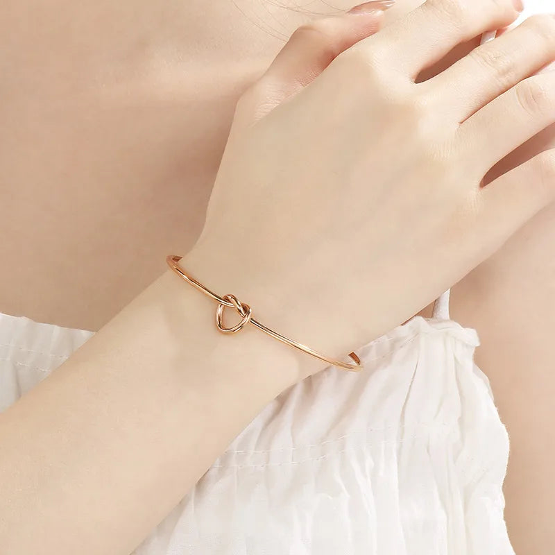 Knotted Bead 18K Gold Stainless Steel Bracelet