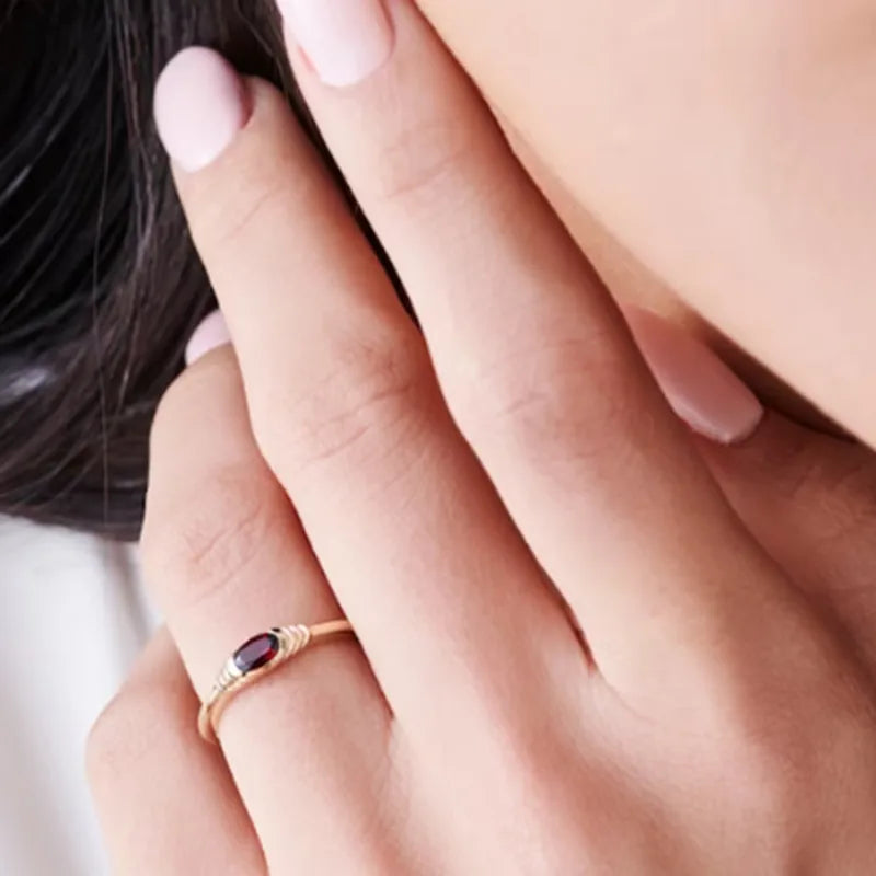 18K Gold Plated Red Zirconia Titanium Ring